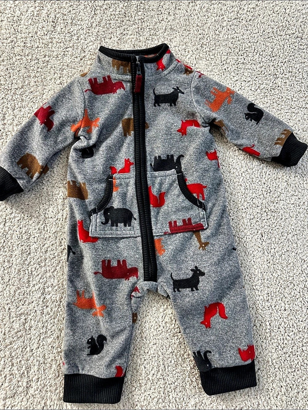 NWT C15arter's Baby 6M Gray Animal Print Fleece